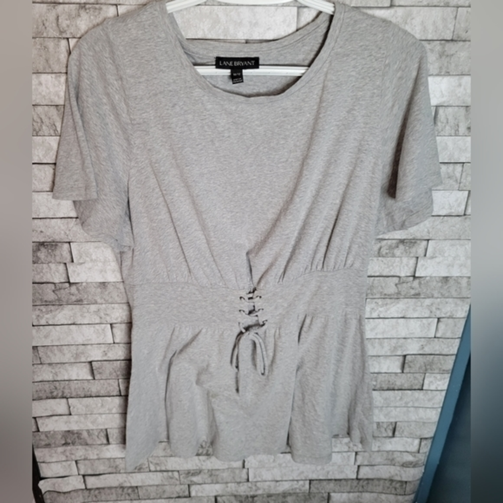 Lane Bryant gray Tunic Tshirt tie Waist Size 10/12